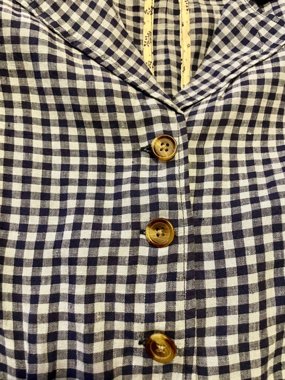 Sundance Ziri Linen Blue Gingham Check Button Front Blazer Jacket - L - Picture 11 of 13